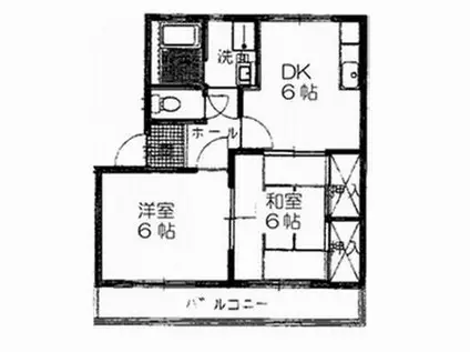 キャッスルNODA B(2DK/1階)の間取り写真
