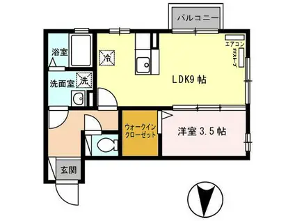 アルカサーノ広面(1LDK/1階)の間取り写真