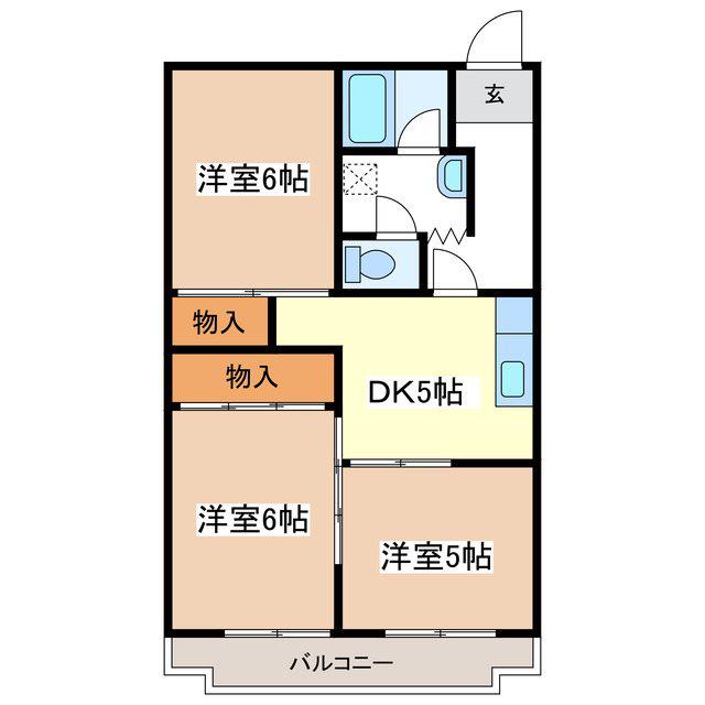 箱清水ハイツ(3DK/2階)の間取り写真