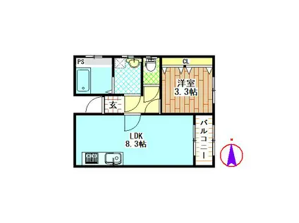 PUPPY-HEIM EST(1LDK/2階)の間取り写真