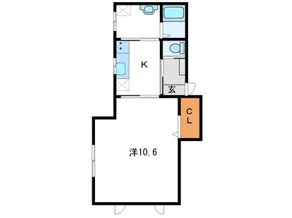 エル ヴィータII(1K/1階)の間取り写真