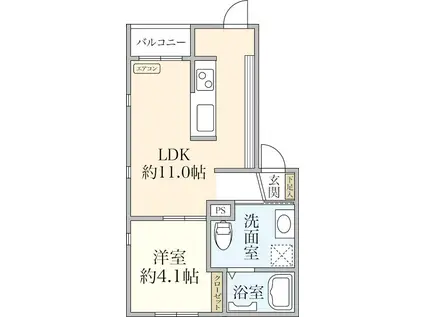 PODIO UNO(1LDK/1階)の間取り写真