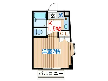 ウィスタリア(1K/2階)の間取り写真