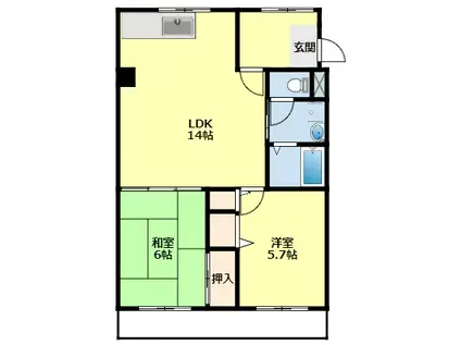 グリーンハイツ東山(2LDK/2階)の間取り写真