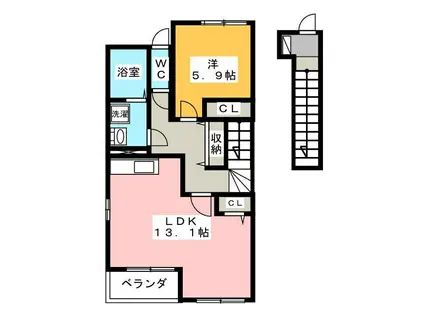 マジェスティー I(1LDK/2階)の間取り写真