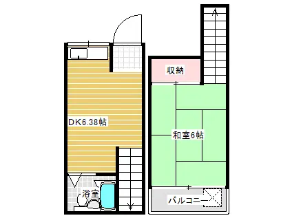 フラット白山第一(1DK/2階)の間取り写真