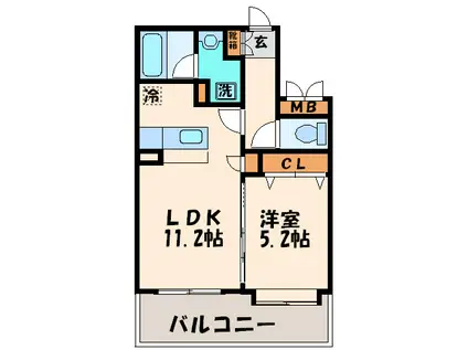 クリムゾン博多II(1LDK/9階)の間取り写真