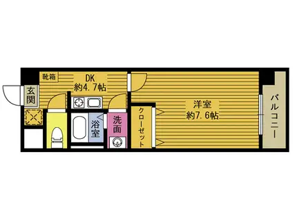フローラ碩田(1DK/4階)の間取り写真