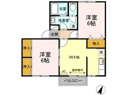 リバティ中川口A(2DK/2階)の間取り写真