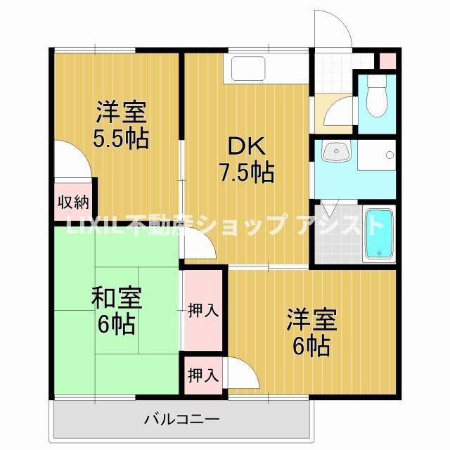 ハミング春日(3DK/2階)の間取り写真