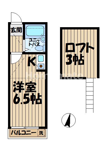 R-鎌倉(ワンルーム/2階)の間取り写真