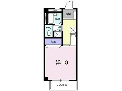 リュエルI(ワンルーム/2階)の間取り写真