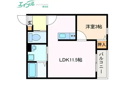 LECOCON桑名V(1LDK/2階)の間取り写真