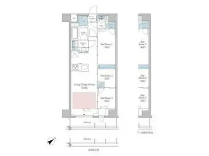 アーバネックス早稲田(3LDK/6階)の間取り写真