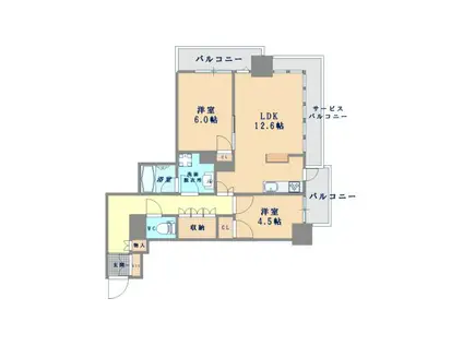 ローレルタワー堺筋本町(2LDK/17階)の間取り写真