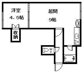 コーポAZ(1DK/2階)の間取り写真