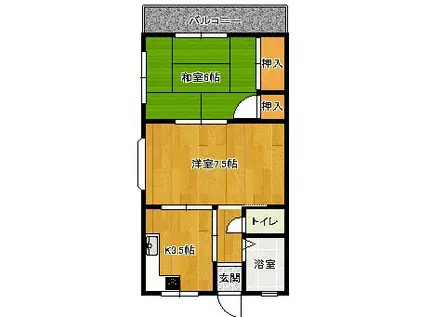 フェリシーダ石津(2K/4階)の間取り写真