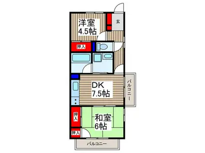 リュミエ新所沢I(2DK/2階)の間取り写真