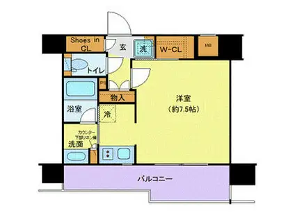 ジェノヴィア水天宮前スカイガーデン(ワンルーム/6階)の間取り写真