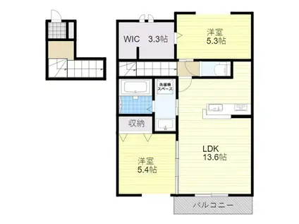 グランボナール下野田B棟(2LDK/2階)の間取り写真