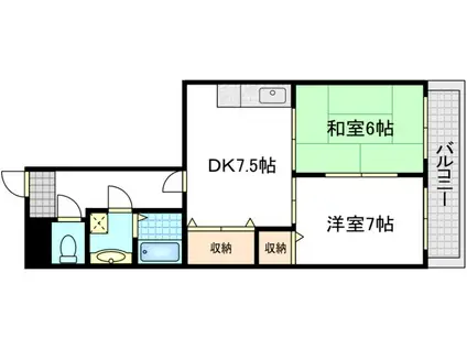 カステッロロッソ(2DK/5階)の間取り写真