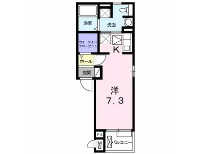 ハピネス浦江 II(1K/1階)の間取り写真