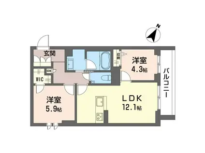 グレイス南林間(2LDK/2階)の間取り写真
