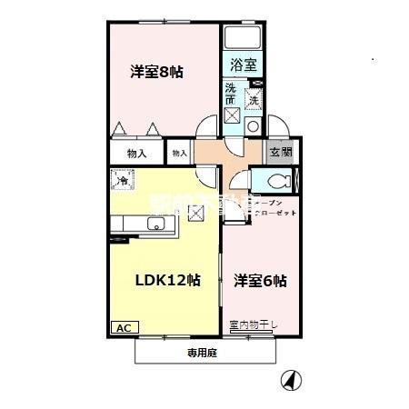 ボヌール・ソシア(2LDK/1階)の間取り写真