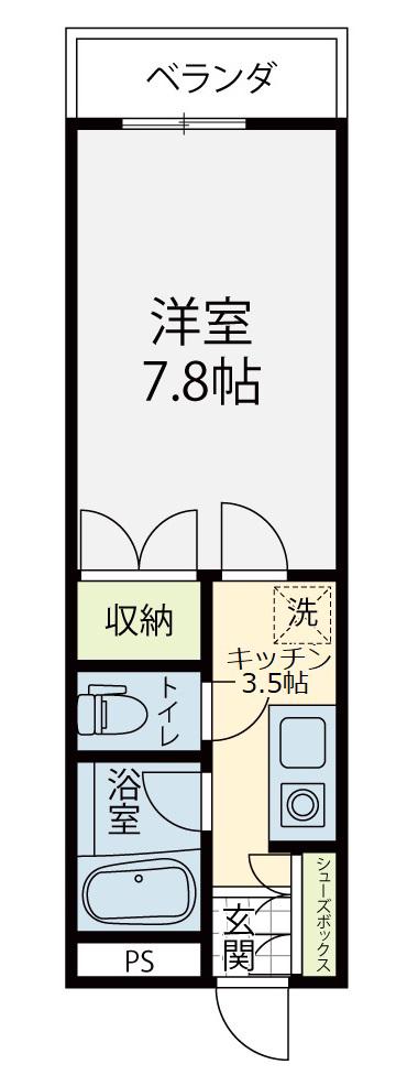 ロイヤルヒルズ(1K/3階)の間取り写真
