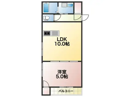 アリーバ鶴見橋(1LDK/1階)の間取り写真