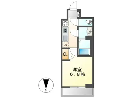 ディアレイシャス名古屋太閤通III(1K/6階)の間取り写真