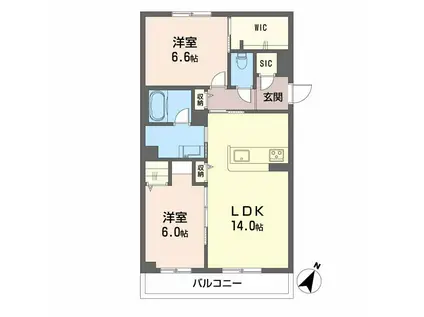 シャーメゾン ブロート(2LDK/2階)の間取り写真
