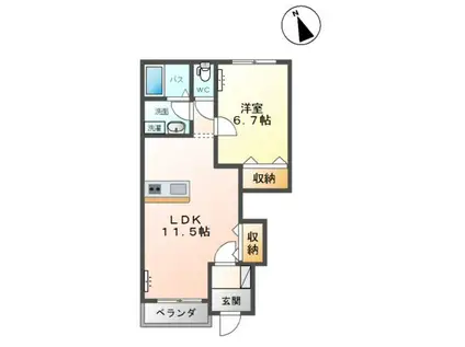 ルミエール・ド・ソレイユ(1LDK/1階)の間取り写真