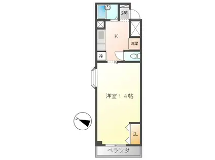 シャトーふじや(1K/3階)の間取り写真