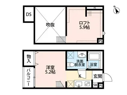 サンティエ袋山(ワンルーム/1階)の間取り写真
