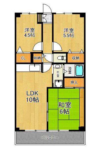 パークアベニュー狭山台(3LDK/3階)の間取り写真