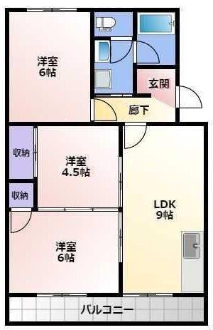 柳田マンション(3LDK/3階)の間取り写真