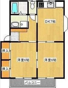 ボヌール(2DK/2階)の間取り写真