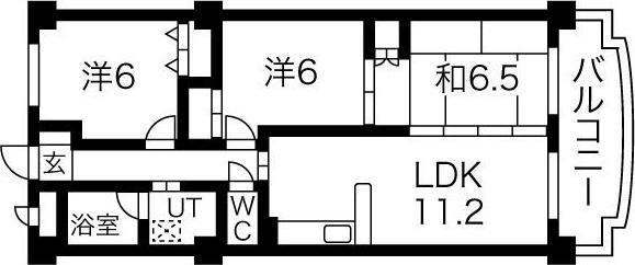 サプリーム新舞子(3LDK/4階)の間取り写真