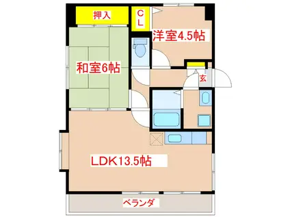 ヒーラック(2LDK/2階)の間取り写真