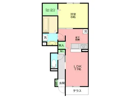 セジュール本覚寺(1LDK/1階)の間取り写真