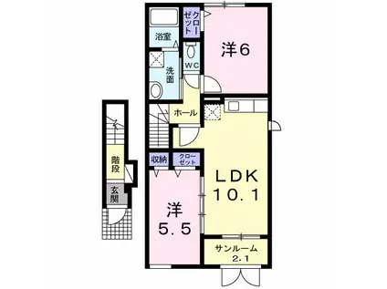 メゾン・プレジールI(2LDK/2階)の間取り写真