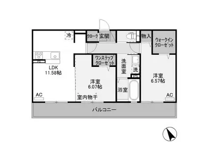 クレアシオン城北(2LDK/3階)の間取り写真