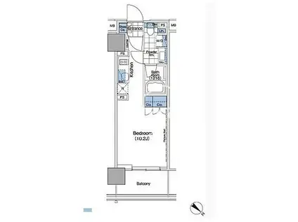 パークハビオ赤坂タワー(ワンルーム/16階)の間取り写真
