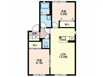 タウンズ碧B(2LDK/1階)の間取り写真