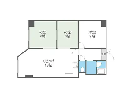 宮の森グランドハイツ(3LDK/6階)の間取り写真