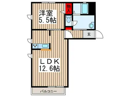 ガァルテンシュタットII(1LDK/2階)の間取り写真