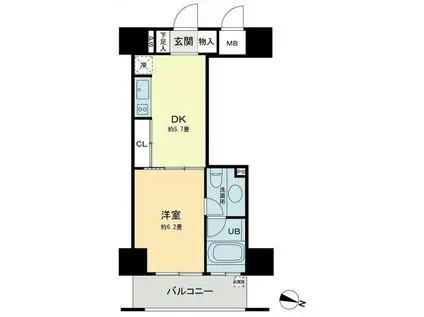 ベルファース本郷弓町(1DK/7階)の間取り写真