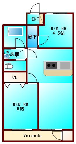 第4三宅ビル(2LDK/3階)の間取り写真