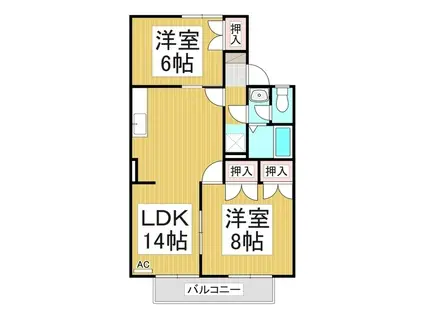 パウゼ・ドゥ・アピスB棟(2LDK/2階)の間取り写真